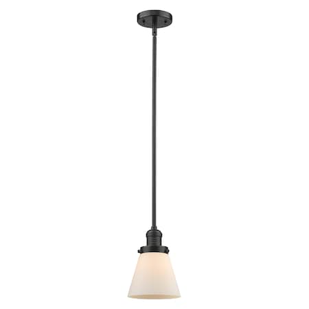 Small Cone Vintage 6 Oidimmable Led Rubbed Bronze Mini Pendant, Matte White Cased Glass